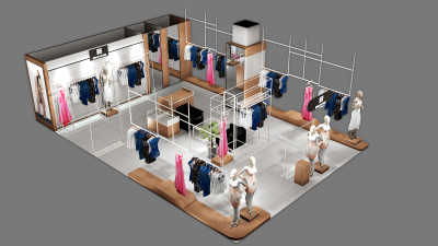 供应山东服装展示柜设计制作免费量尺 设计图展柜制作加工厂