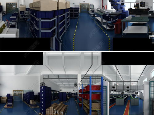 大型机电公司工厂车间生产线完整渲染场景设计模型下载